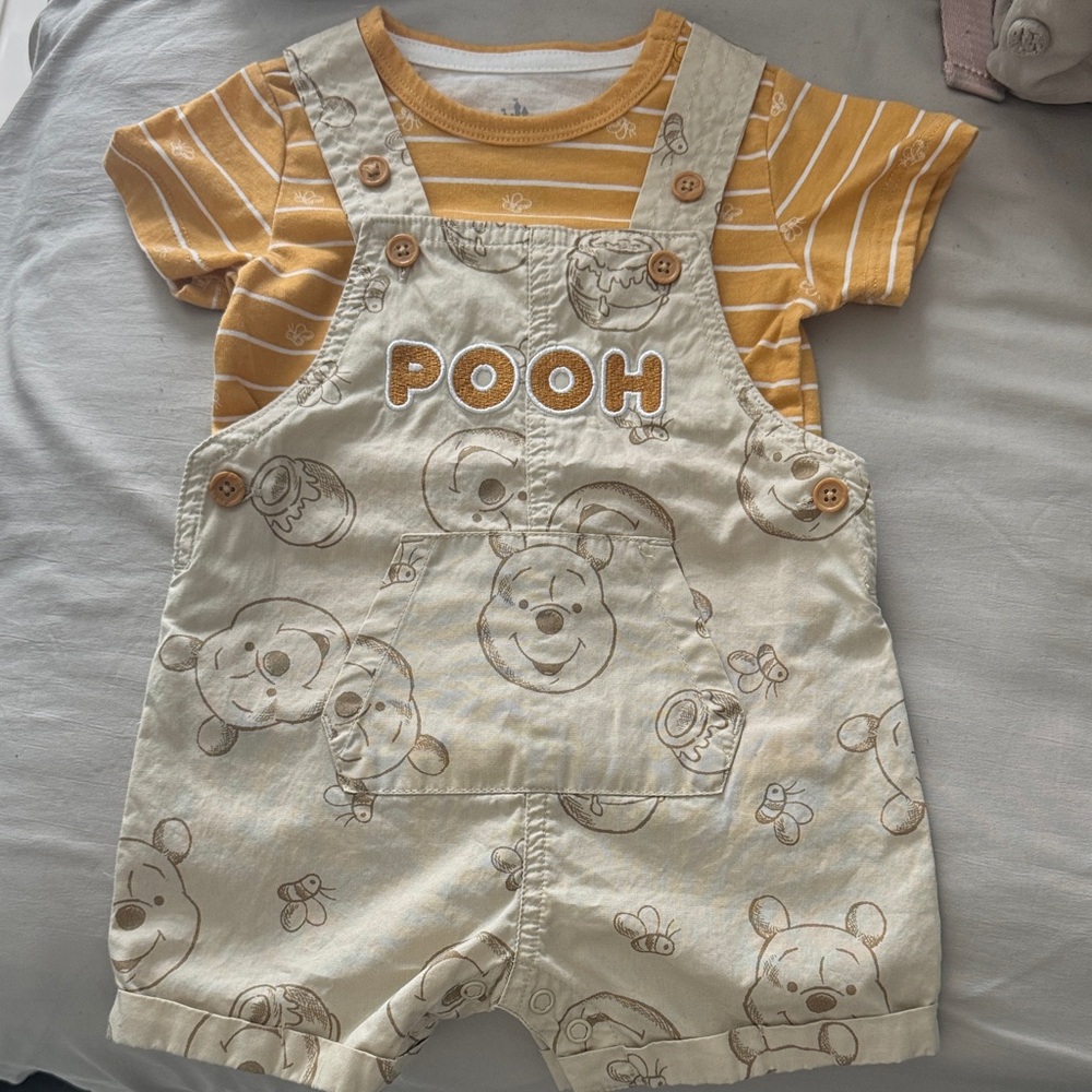 Disney Pooh Kids Overalls - Cream and Mustard